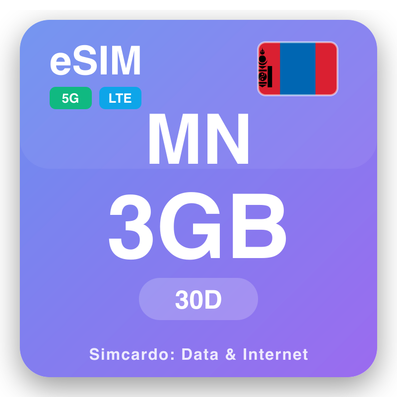 eSIM Mongolia 3 GB untuk 30 hari