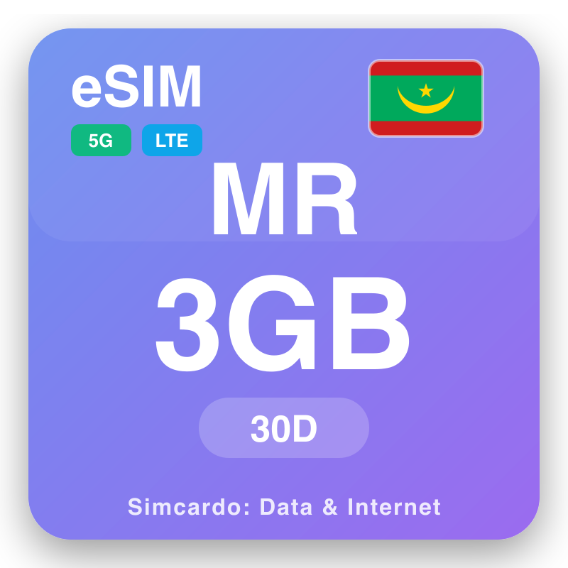 eSIM Mauritania - na plan ni data ni lako kei na internet ni mobile