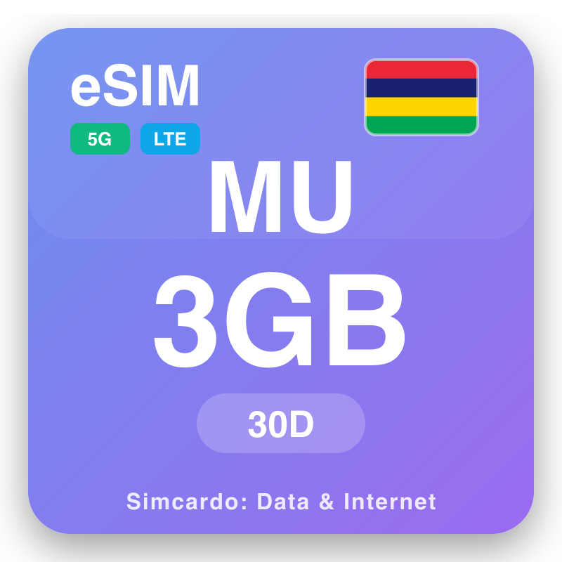eSIM Mauritius 3 GB għal 30 ġimgħat