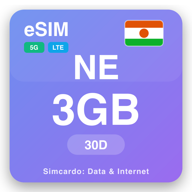 eSIM Niger 3 GB kwa 30 siku