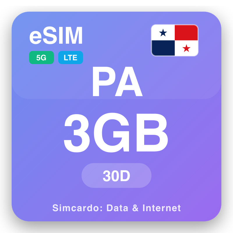 eSIM Panama 3 GB ka 30 matsatsi