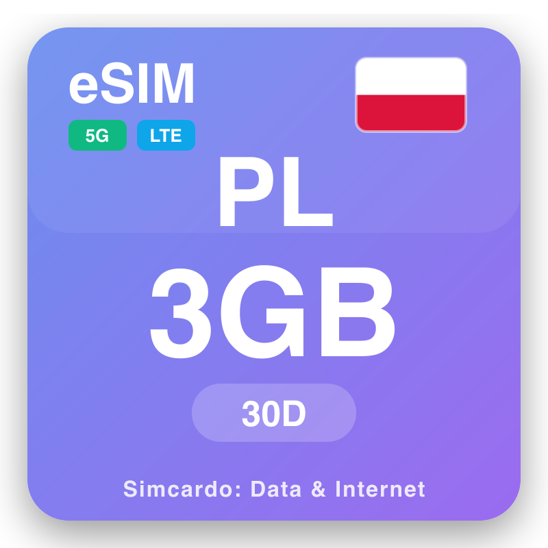 eSIM Poland 3 GB pou 30 jou