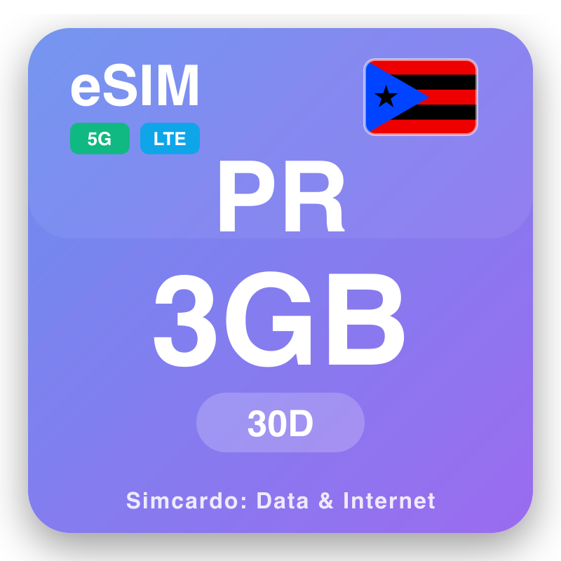 eSIM PR 3 GB no ka 30 mau lā
