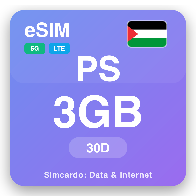 eSIM Palestinská území 3 GB na 30 dní