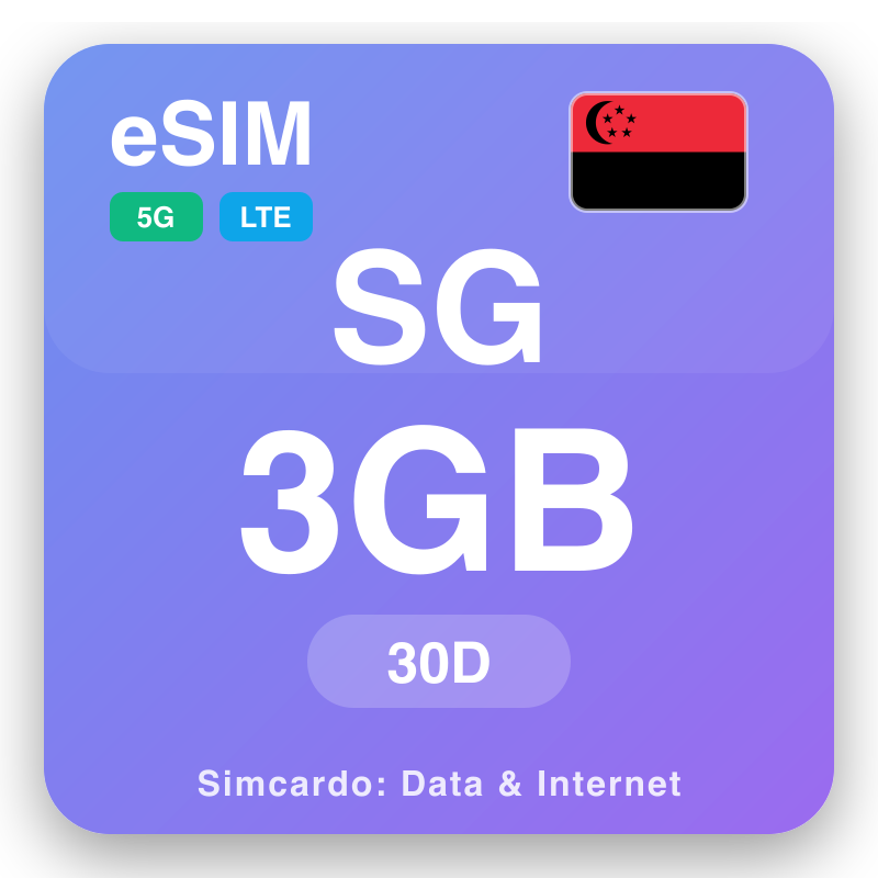 eSIM Singapore 3 GB ji bo 30 dagen