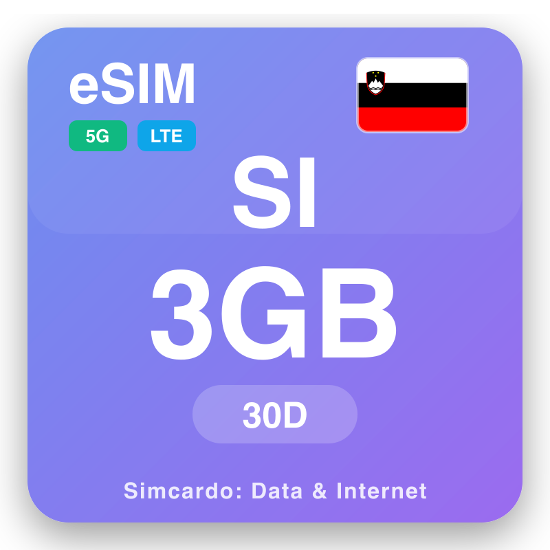 eSIM Slóvenía 3 GB fyrir 30 dagar