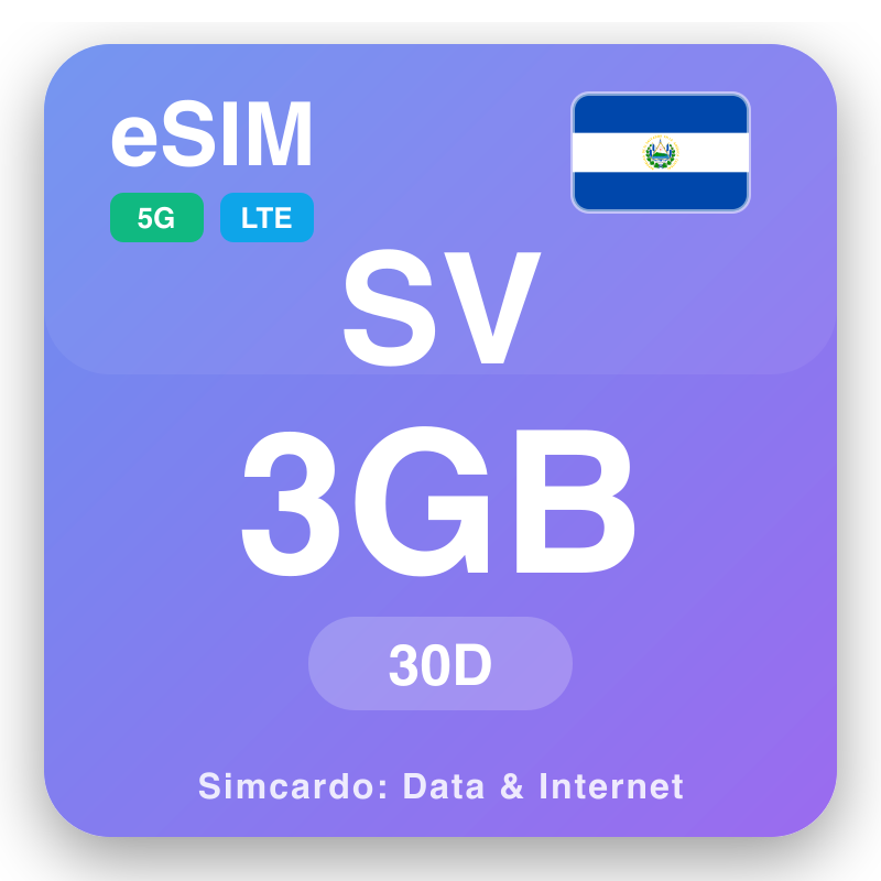 eSIM El Salvador 3 GB voor 30 dagen