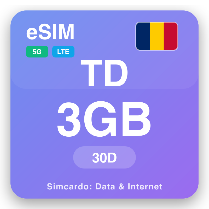 eSIM Tšaad 3 GB kuni 30 päeva