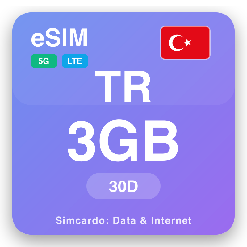 eSIM Turkey 3 GB voor 30 dagen