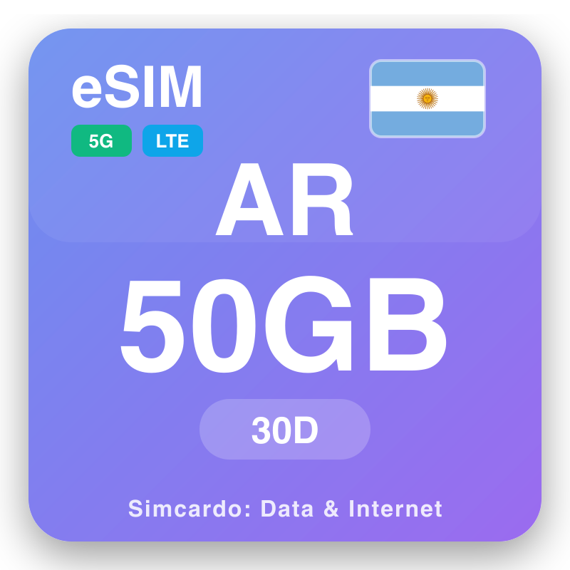 eSIM Argentina - planên daneyê yên seyahatê û internetê mobîl