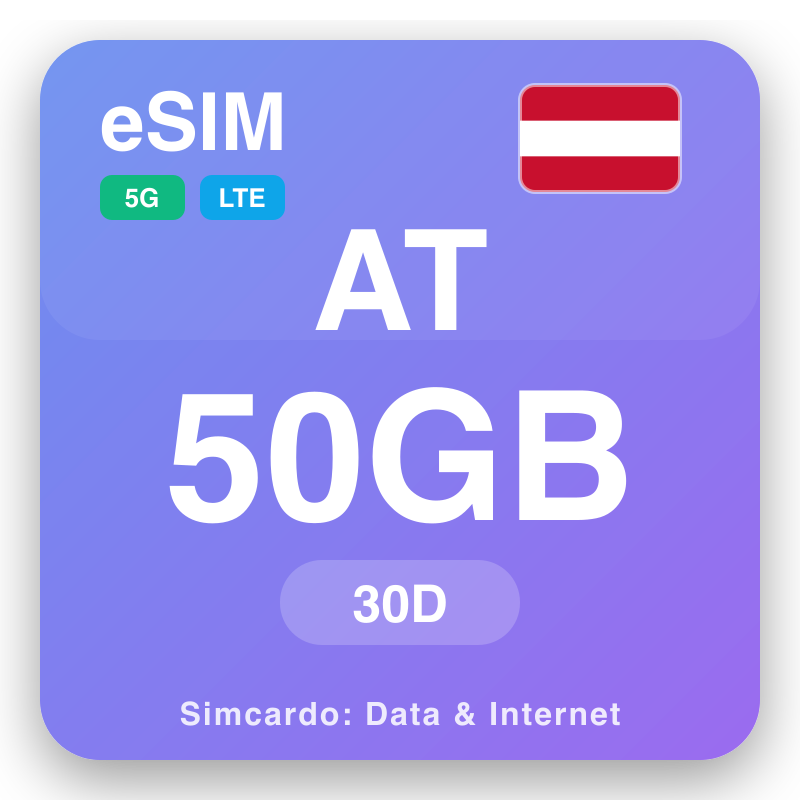 eSIM Austria 50 GB pou 30 jou