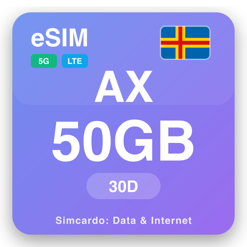 eSIM Åland Islands 50 GB ji bo 30 dagen