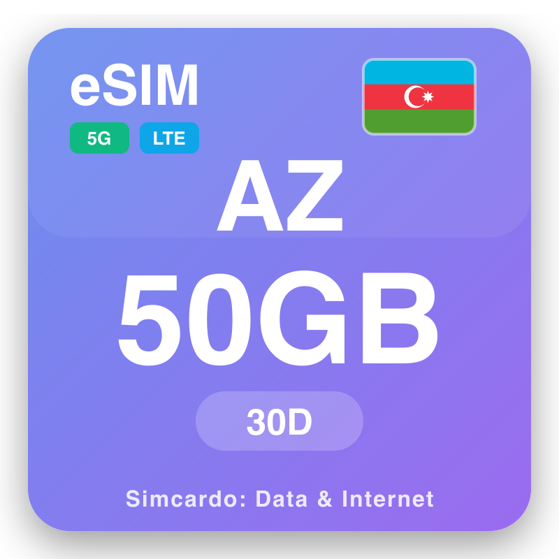 eSIM Azerbajdzjan 50 GB för 30 dagar