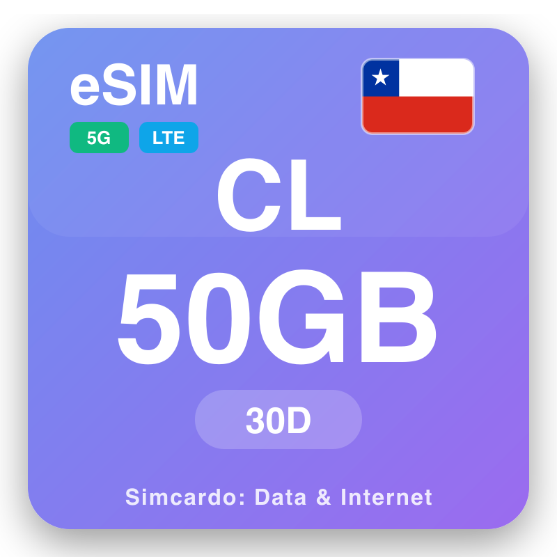 eSIM Chile 50 GB i 30 dager