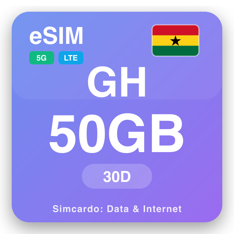 eSIM Ghana - reisdataplannen en mobiel internet