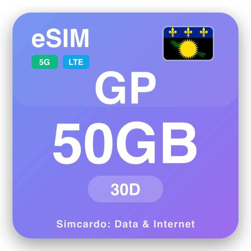 eSIM Guadeloupe 50 GB för 30 dagar