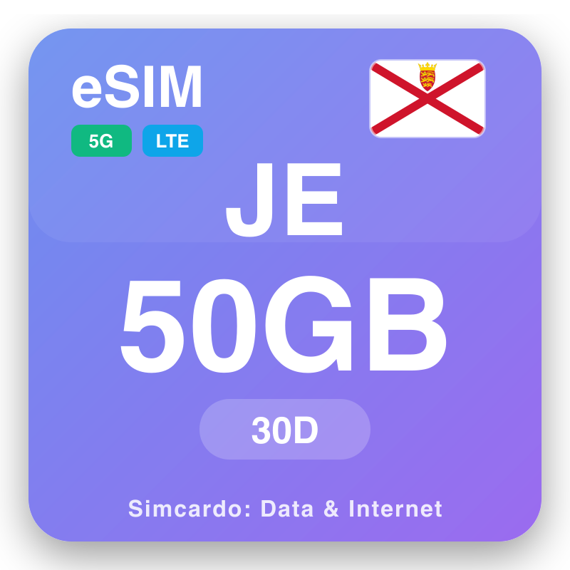 eSIM Jersey 50 GB 30 gün için