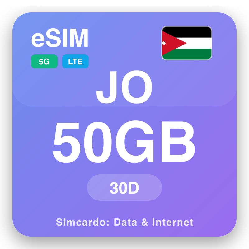 eSIM Jordan 50 GB para 30 días