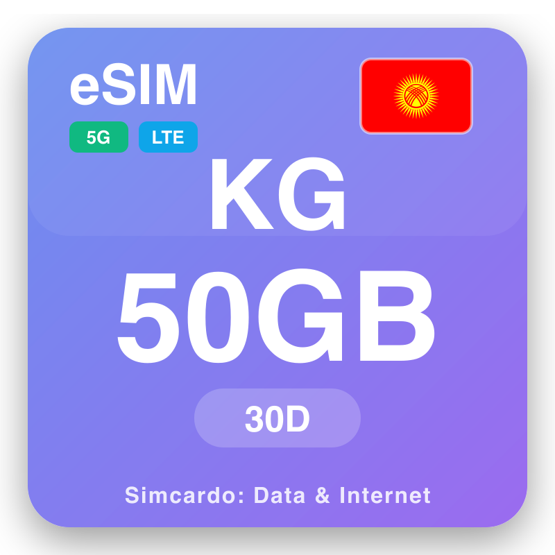 eSIM il-Kirgiżistan 50 GB għal 30 ġimgħat