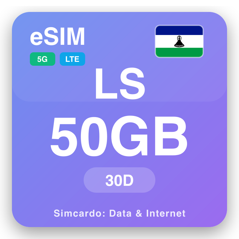 eSIM Lesotho 50 GB cho 30 ngày