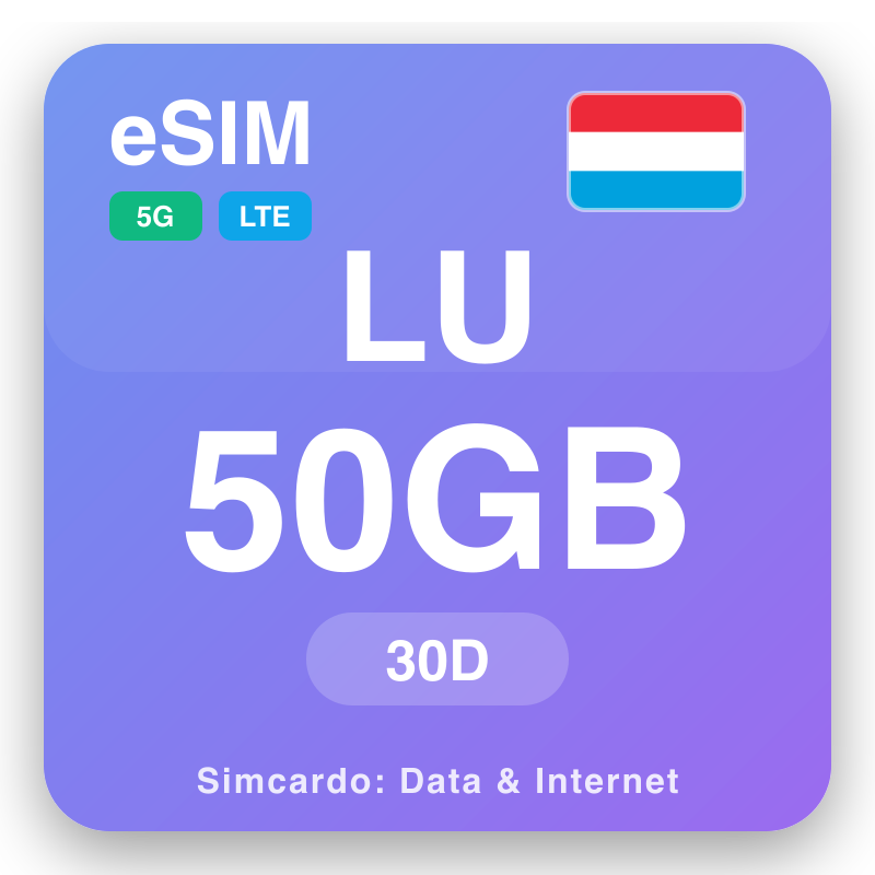 eSIM Luksemburg - planet e të dhënave për udhëtim dhe internet mobil