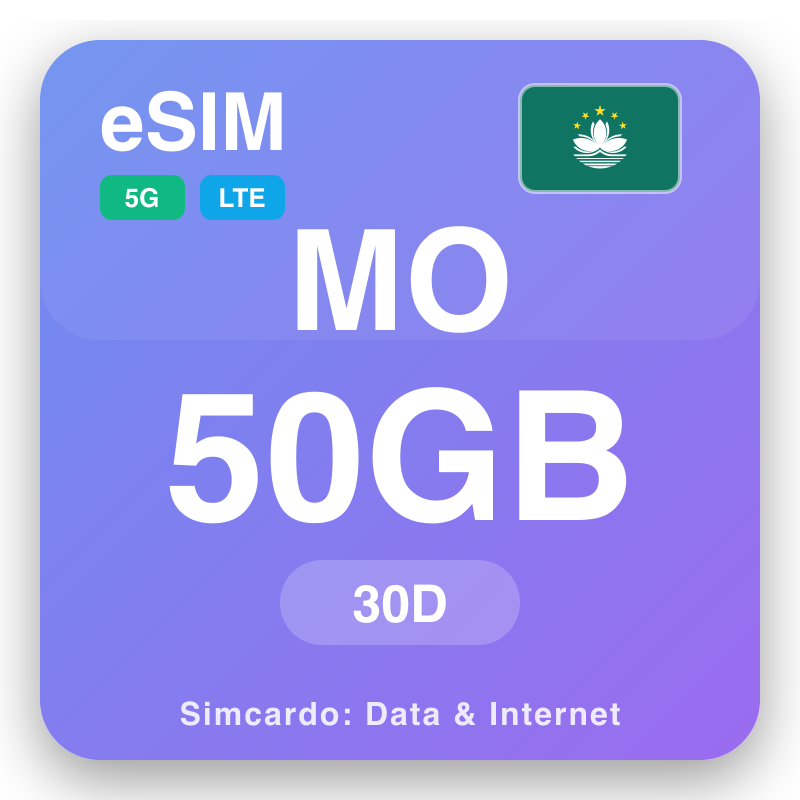 eSIM Makaaw 50 GB muddo 30 maalmo