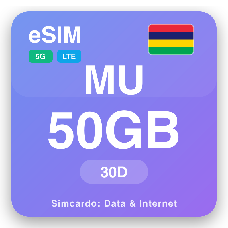 eSIM Mauritius 50 GB kanggo 30 dina