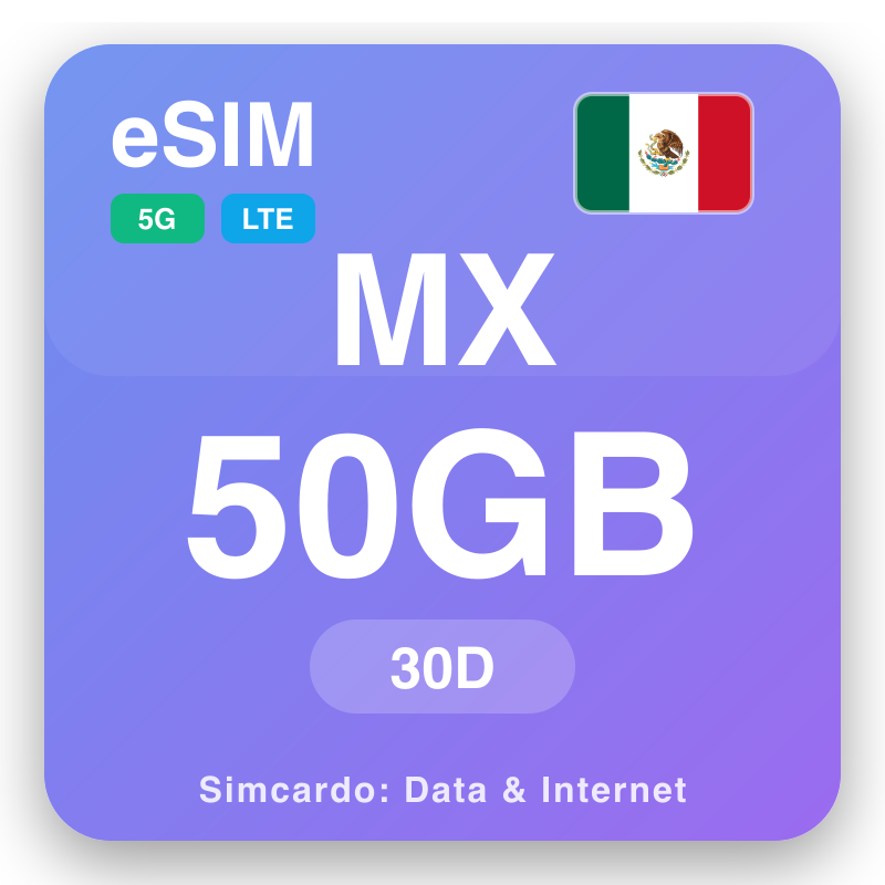 eSIM Meksika - syýahat maglumat meýilnamalary we mobil internet