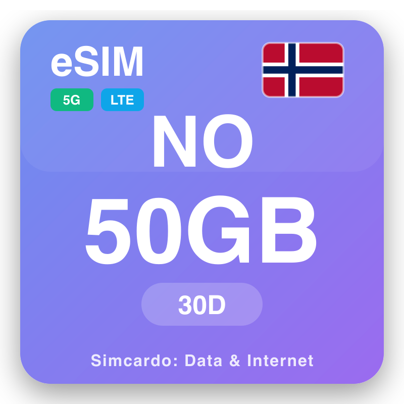 eSIM Nurwègen - rencana data lelungan lan internet seluler