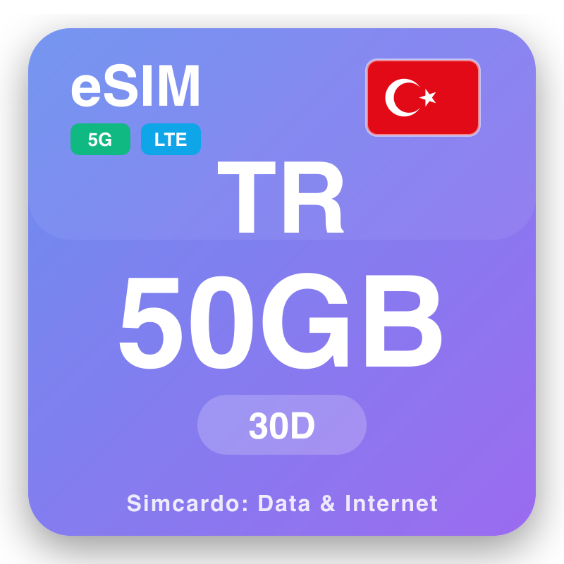 eSIM Uturuki 50 GB kwa 30 siku