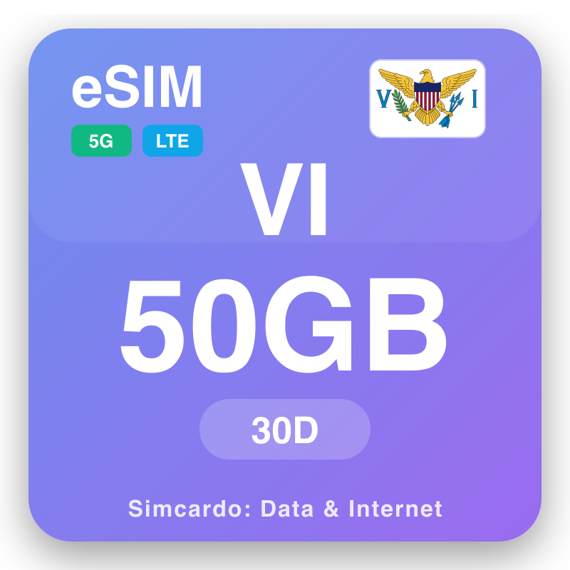 eSIM Visiwa vya Virgin, Marekani - mipango ya data za kusafiri na mtandao wa simu
