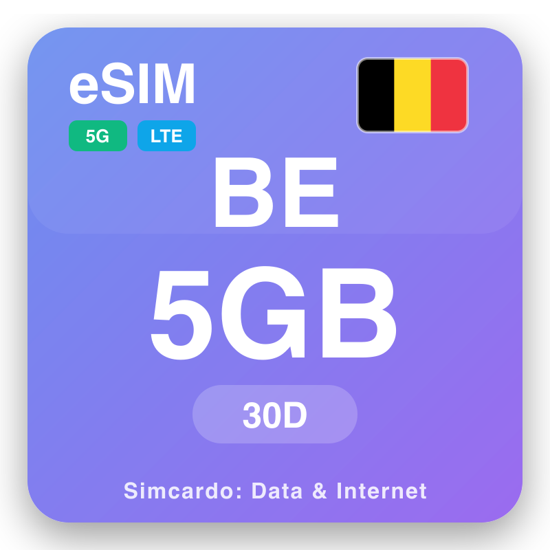 eSIM Ubelgiji 5 GB kwa 30 siku