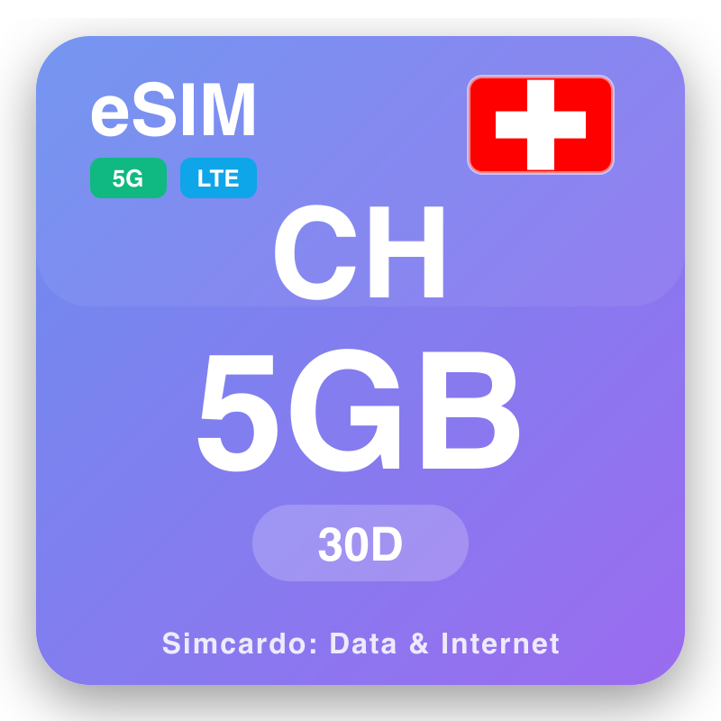 eSIM l-Iżvizzera 5 GB għal 30 ġimgħat