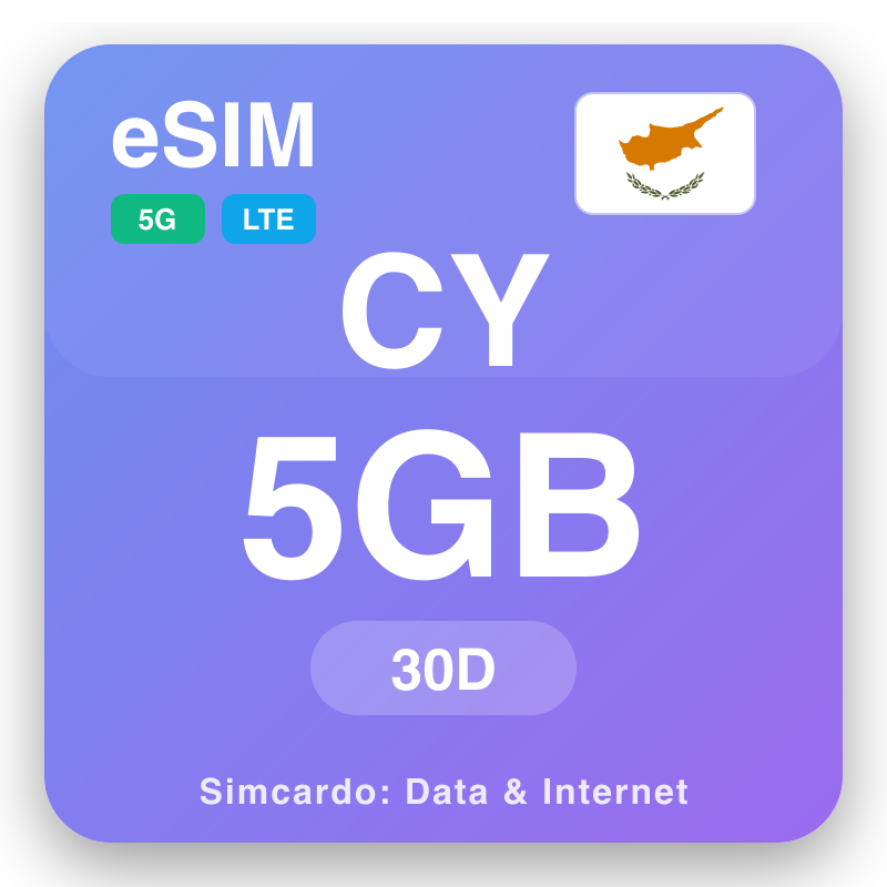 eSIM Ċipru 5 GB għal 30 ġimgħat