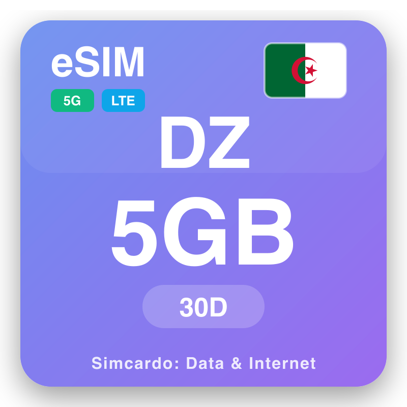 eSIM Aljeria 5 GB kwa 30 siku