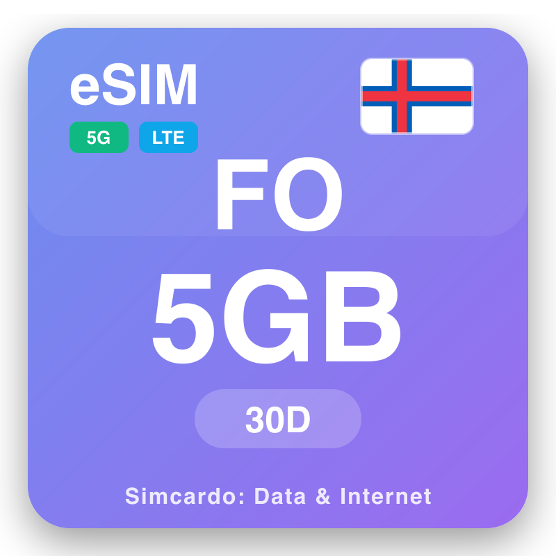 eSIM il-Gżejjer Faeroe 5 GB għal 30 ġimgħat