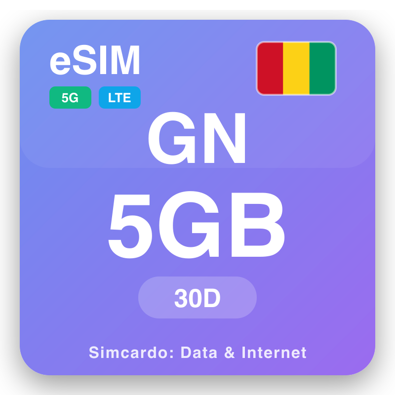 eSIM Guinea 5 GB voor 30 dagen