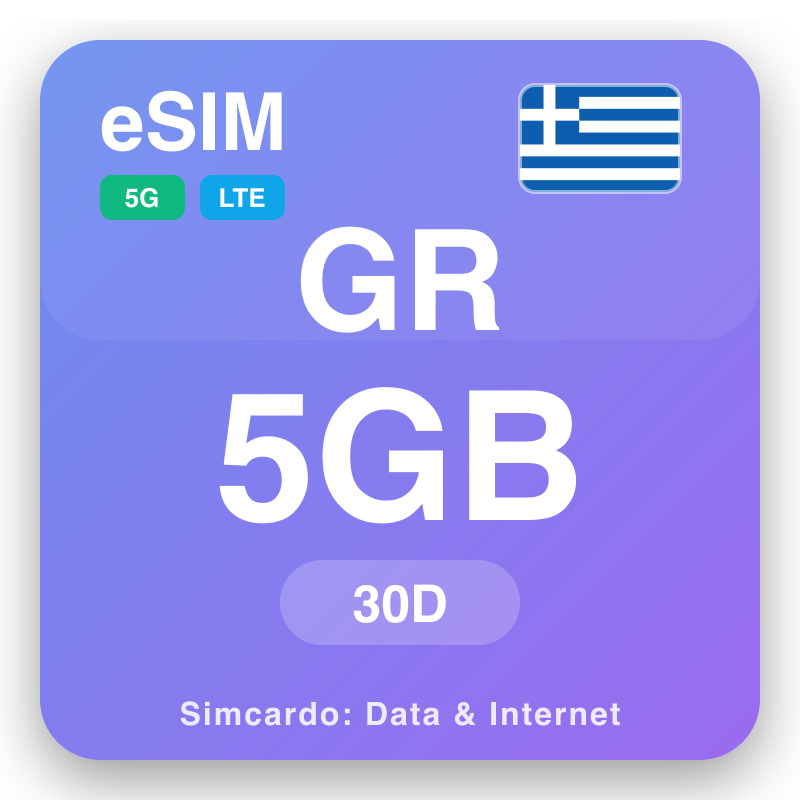 eSIM Greece 5 GB pou 30 jou
