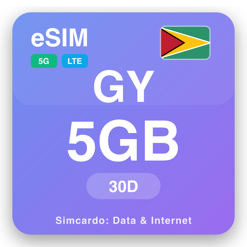 eSIM Guyana 5 GB na 30 dní