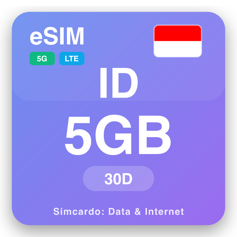 eSIM Indonezia 5 GB ho an'ny 30 andro