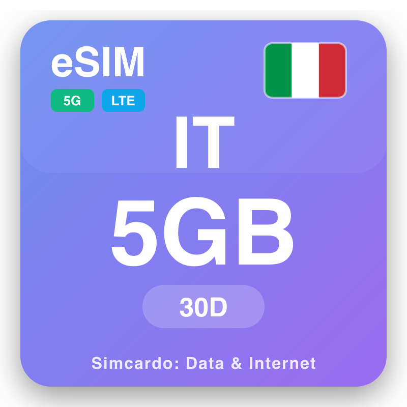 eSIM An Eadailt 5 GB air 30 làithean