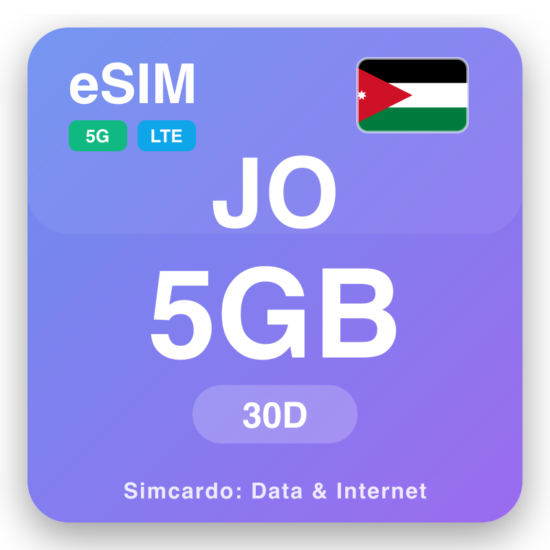 eSIM Jordan 5 GB untuk 30 hari