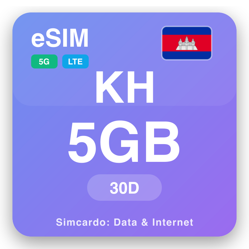 eSIM Camboya 5 GB para 30 días