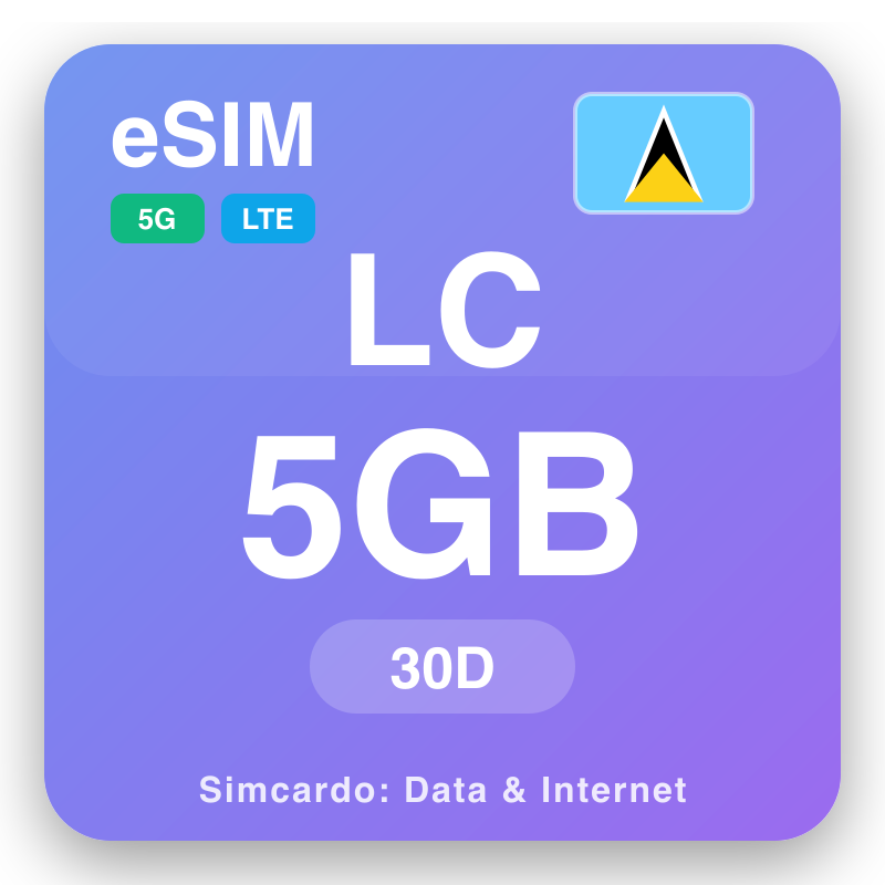 eSIM ಸೇಂಟ್ ಲೂಸಿಯಾ 5 GB 30 ದಿನಗಳು ಗೆ