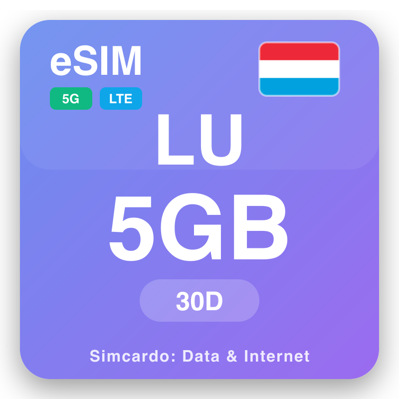 eSIM Luksemburg - planet e të dhënave për udhëtim dhe internet mobil
