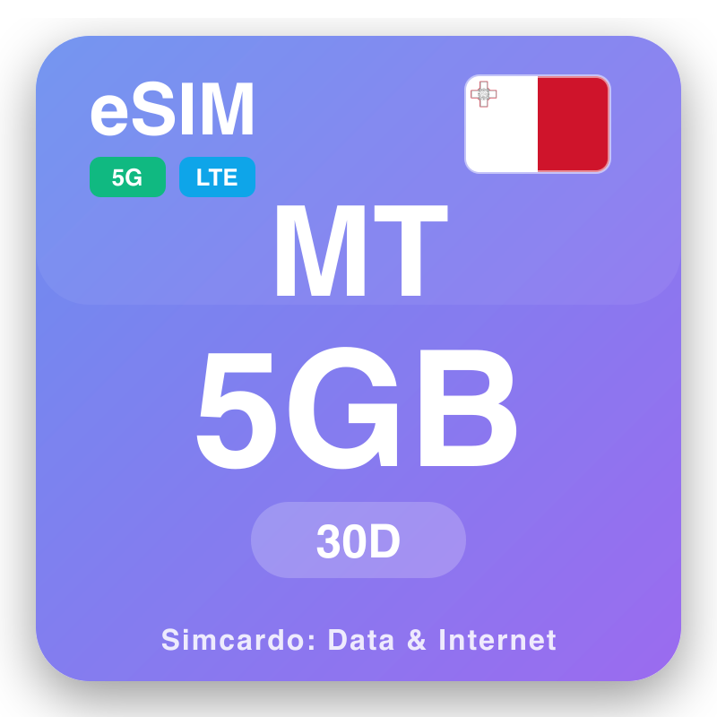 eSIM Malta - rencana data perjalanan dan internet seluler