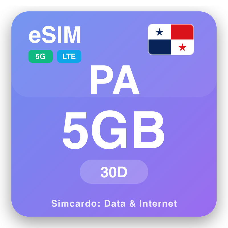 eSIM Panama 5 GB fun 30 ọjọ