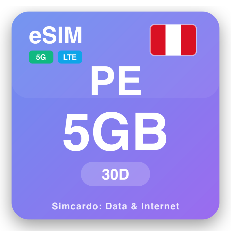 eSIM Peruu 5 GB kuni 30 päeva