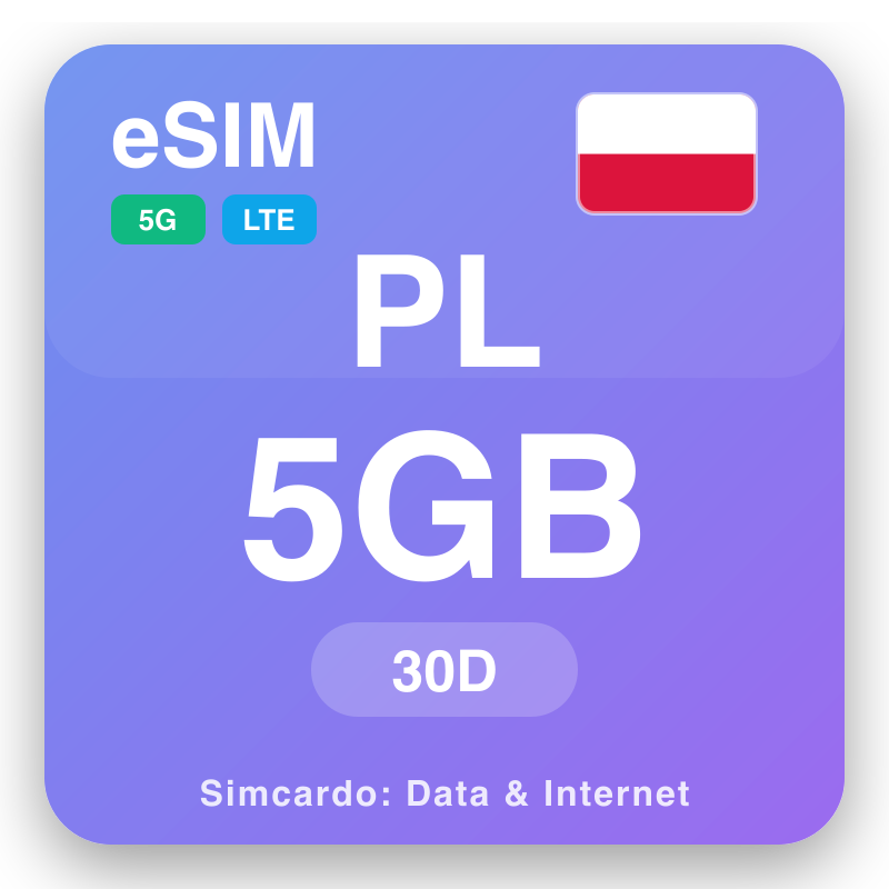 eSIM Poland 5 GB pou 30 jou