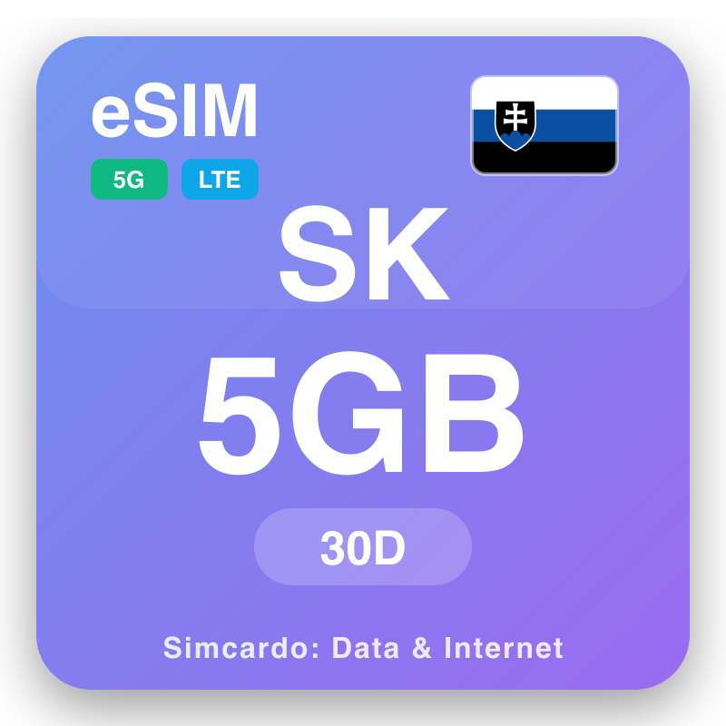 eSIM Slowak - rencana data lelungan lan internet seluler